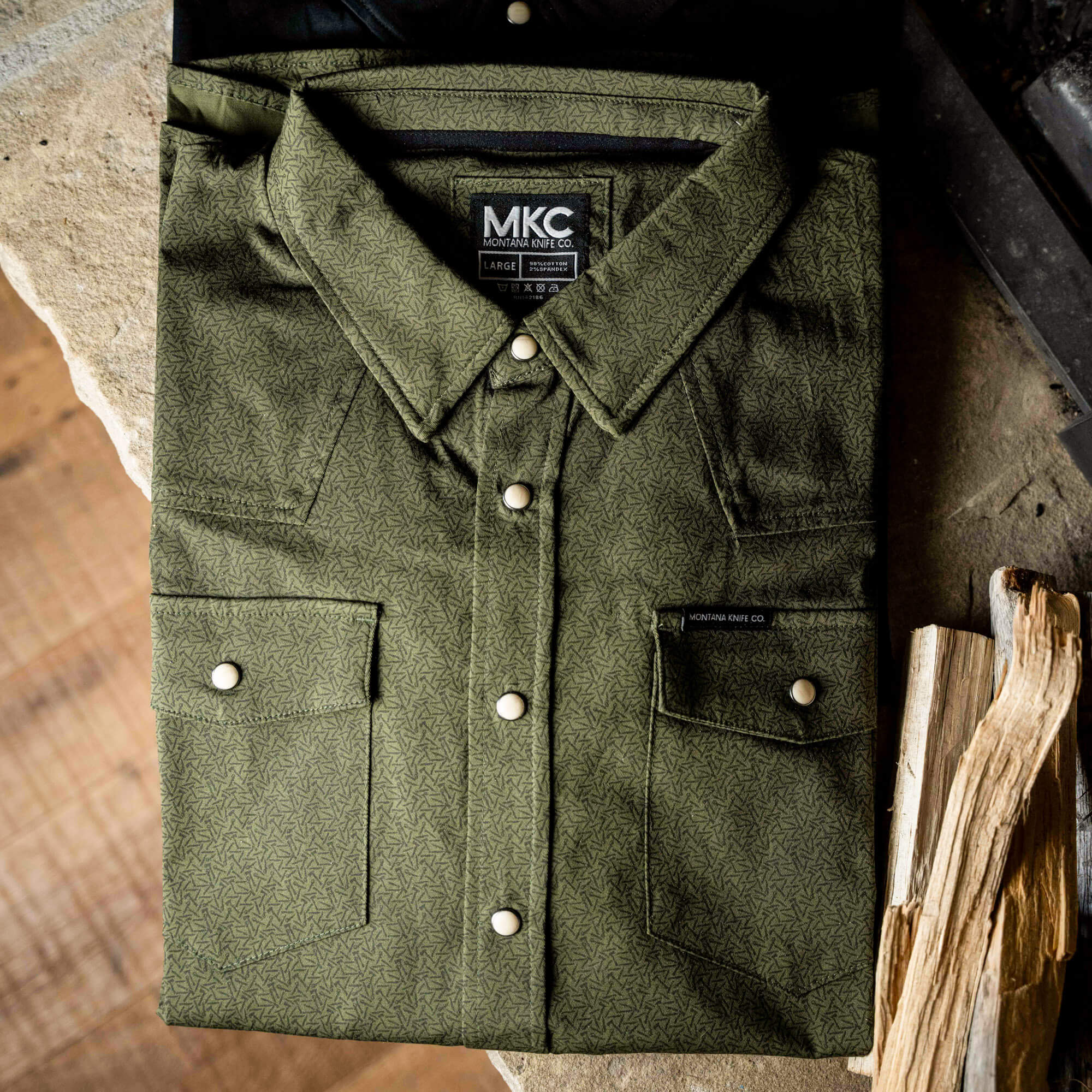 Main Street Pearl Snap Long Sleeve - Olive Knife Print