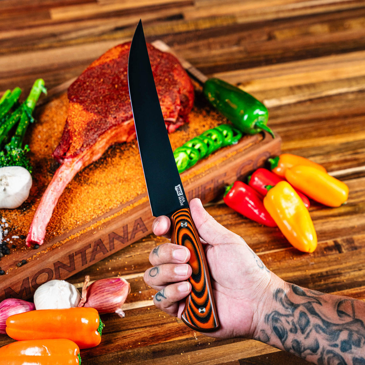 MKC CARVING KNIFE - ORANGE & BLACK