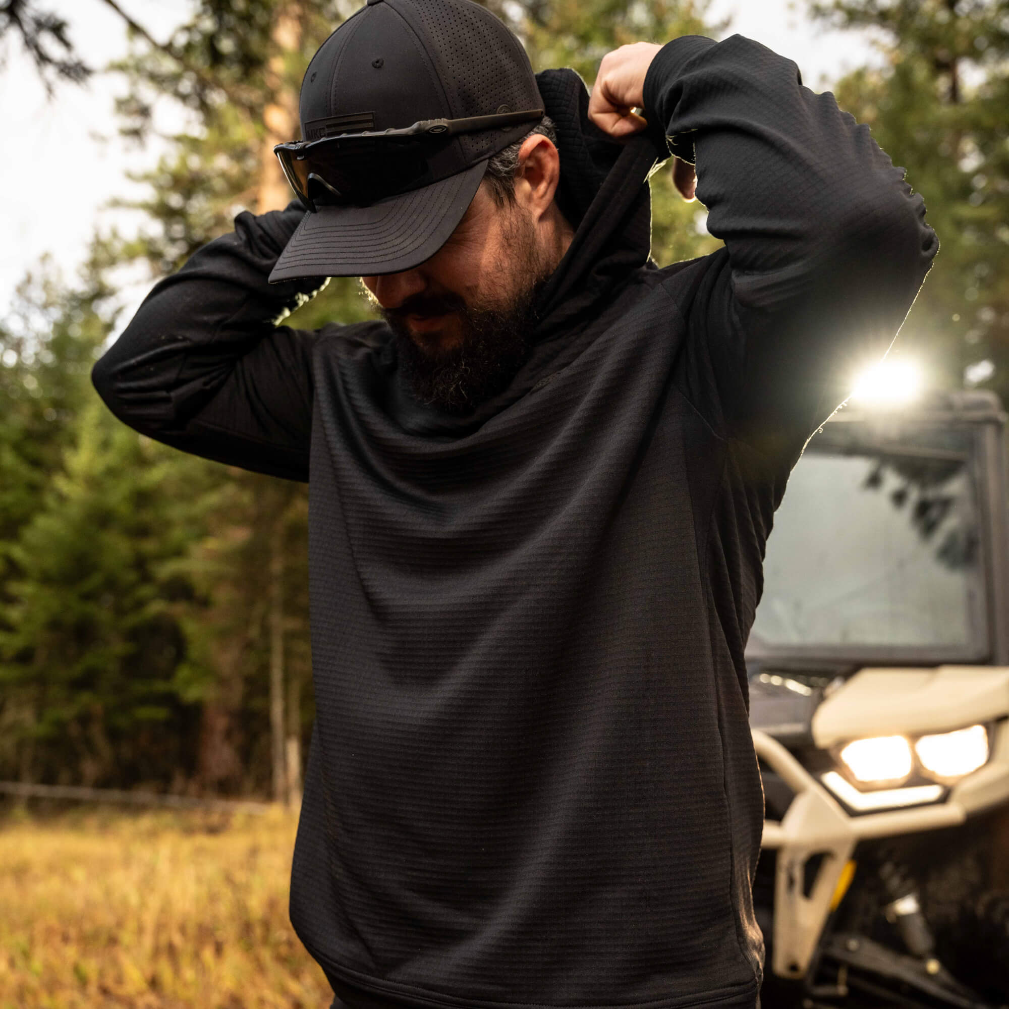 MKC WAFFLE KNIT PERFORMANCE HOODIE - SHADOW