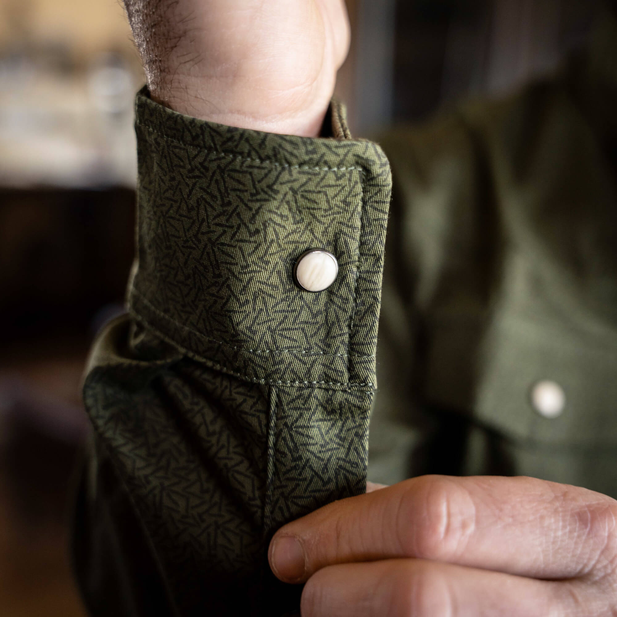 Main Street Pearl Snap Long Sleeve - Olive Knife Print