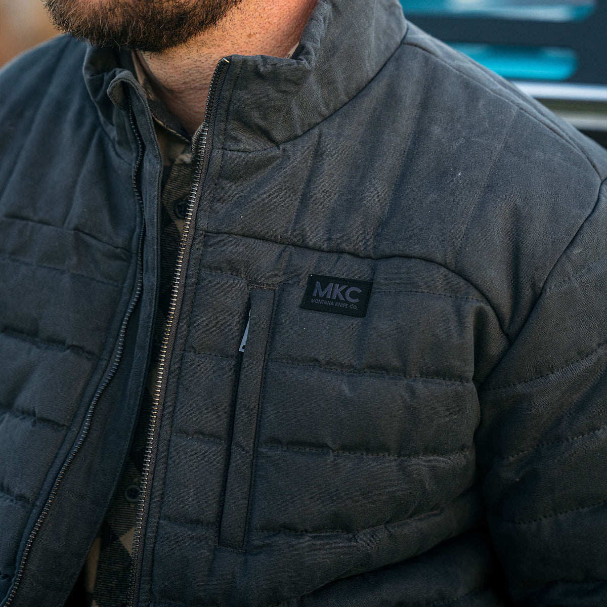 WHITEFISH WAXED CANVAS PUFFY JACKET - CHARCOAL