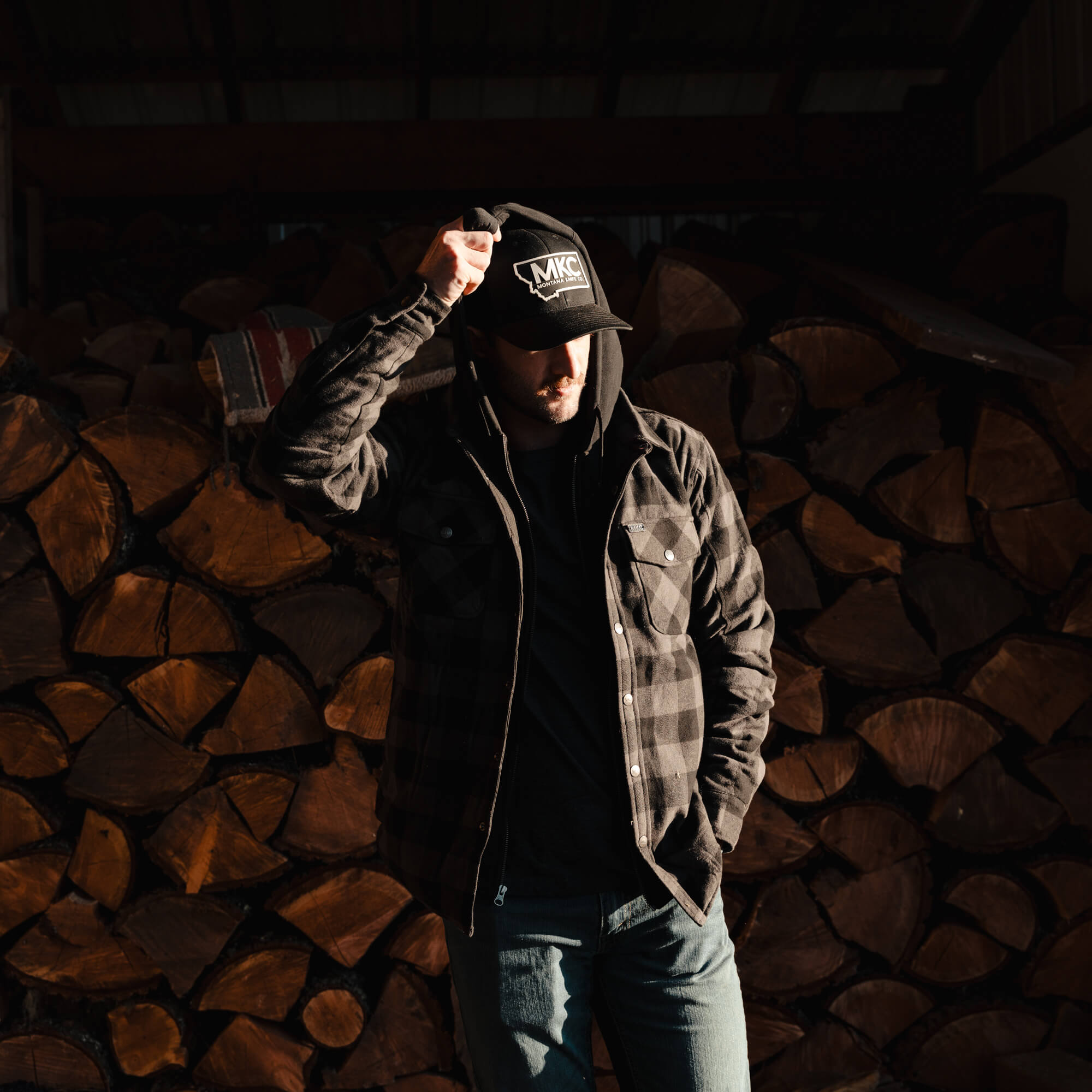 BIG TIMBER HOODED FLANNEL - GREY