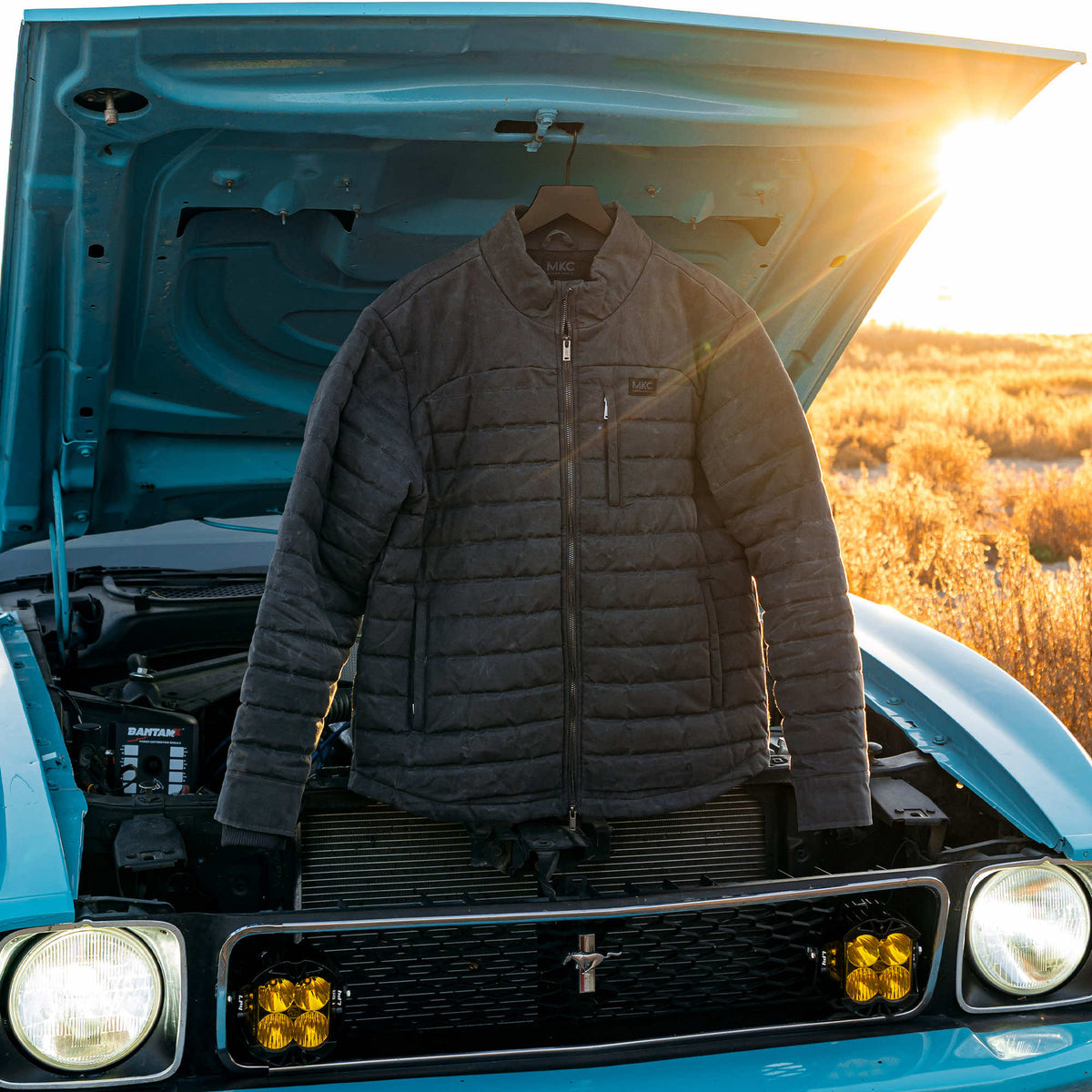 WHITEFISH WAXED CANVAS PUFFY JACKET - CHARCOAL