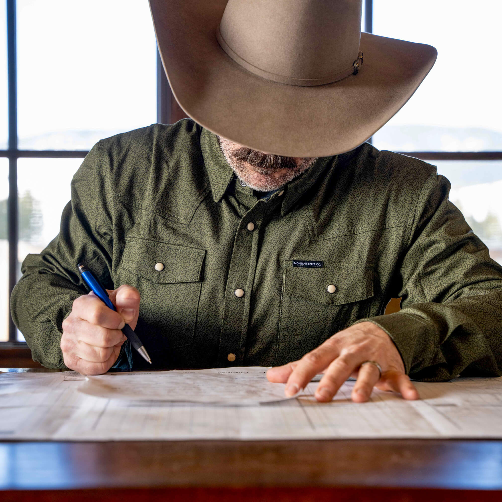 Main Street Pearl Snap Long Sleeve - Olive Knife Print