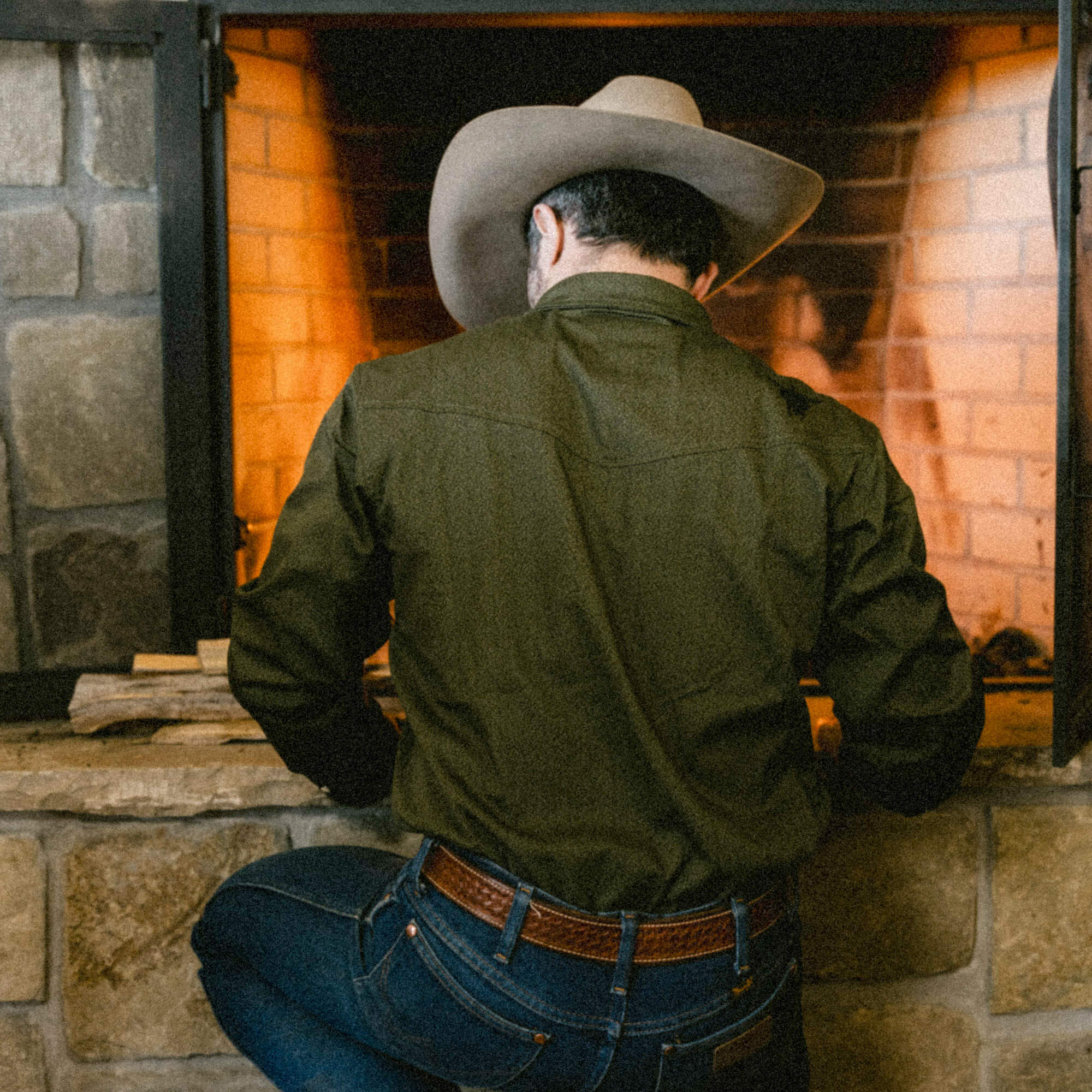 Main Street Pearl Snap Long Sleeve - Olive Knife Print