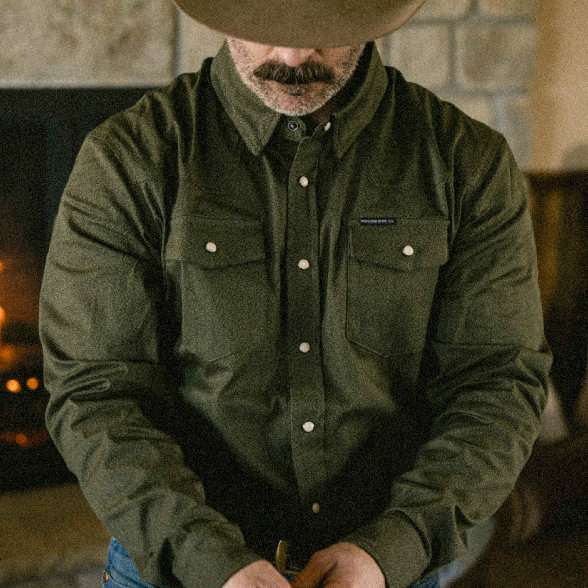 Main Street Pearl Snap Long Sleeve - Olive Knife Print