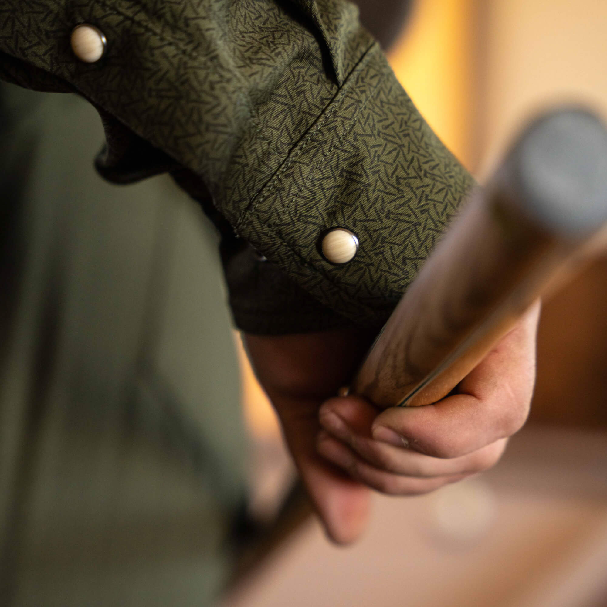 Main Street Pearl Snap Long Sleeve - Olive Knife Print