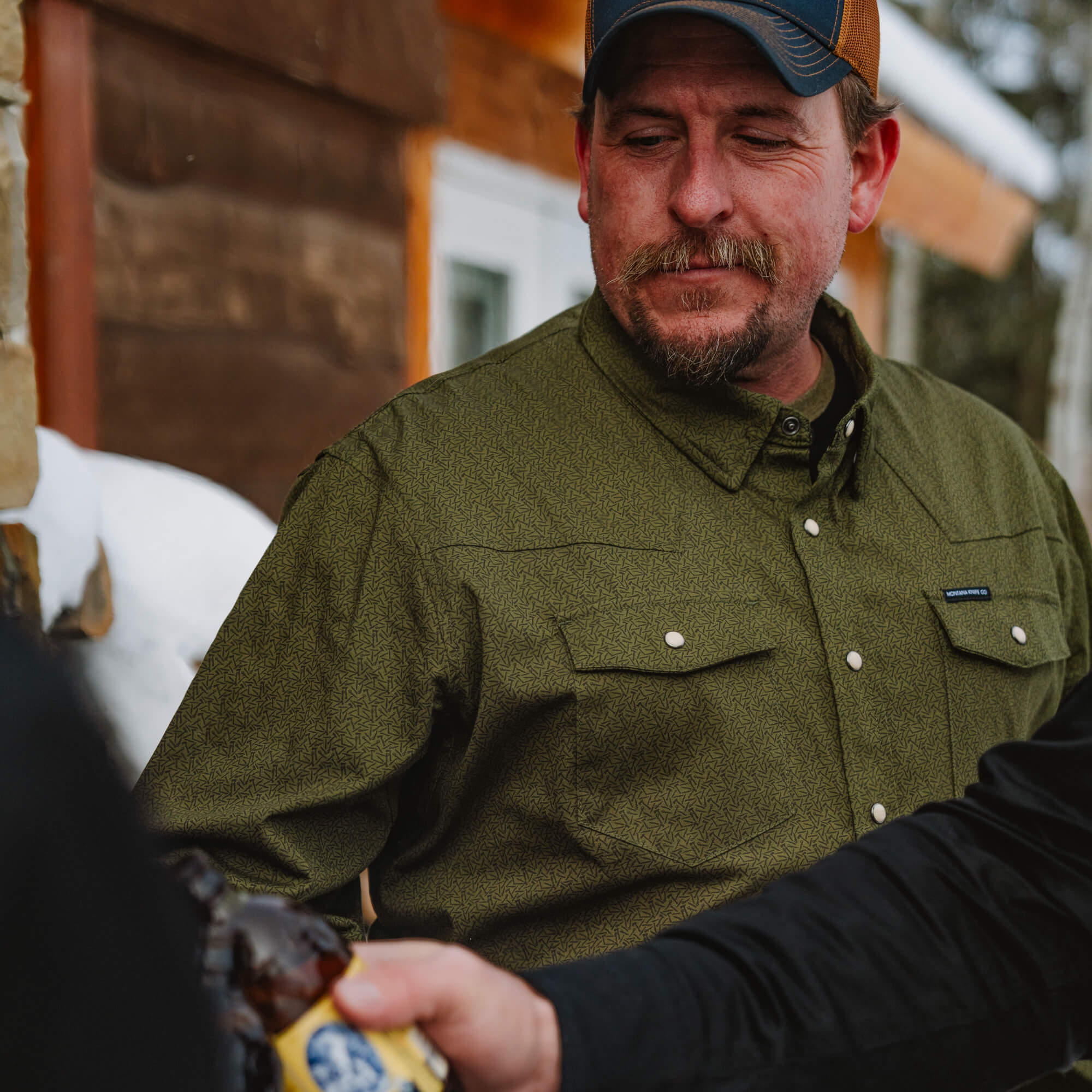 Main Street Pearl Snap Long Sleeve - Olive Knife Print