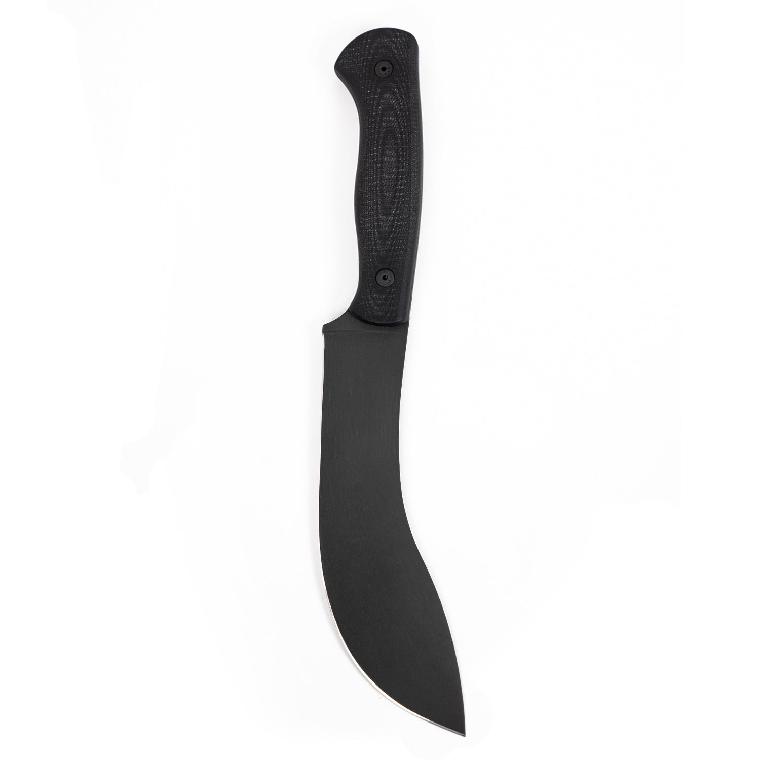 Alt text: "Beartooth Pro Skinning Blade in black featuring a curved blade and textured handle, isolated on a white background."