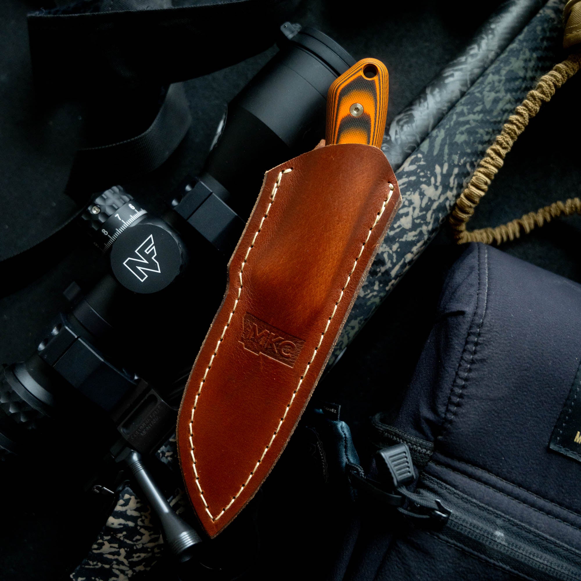 MULE DEER LEATHER SHEATH - VERTICAL BELT CARRY