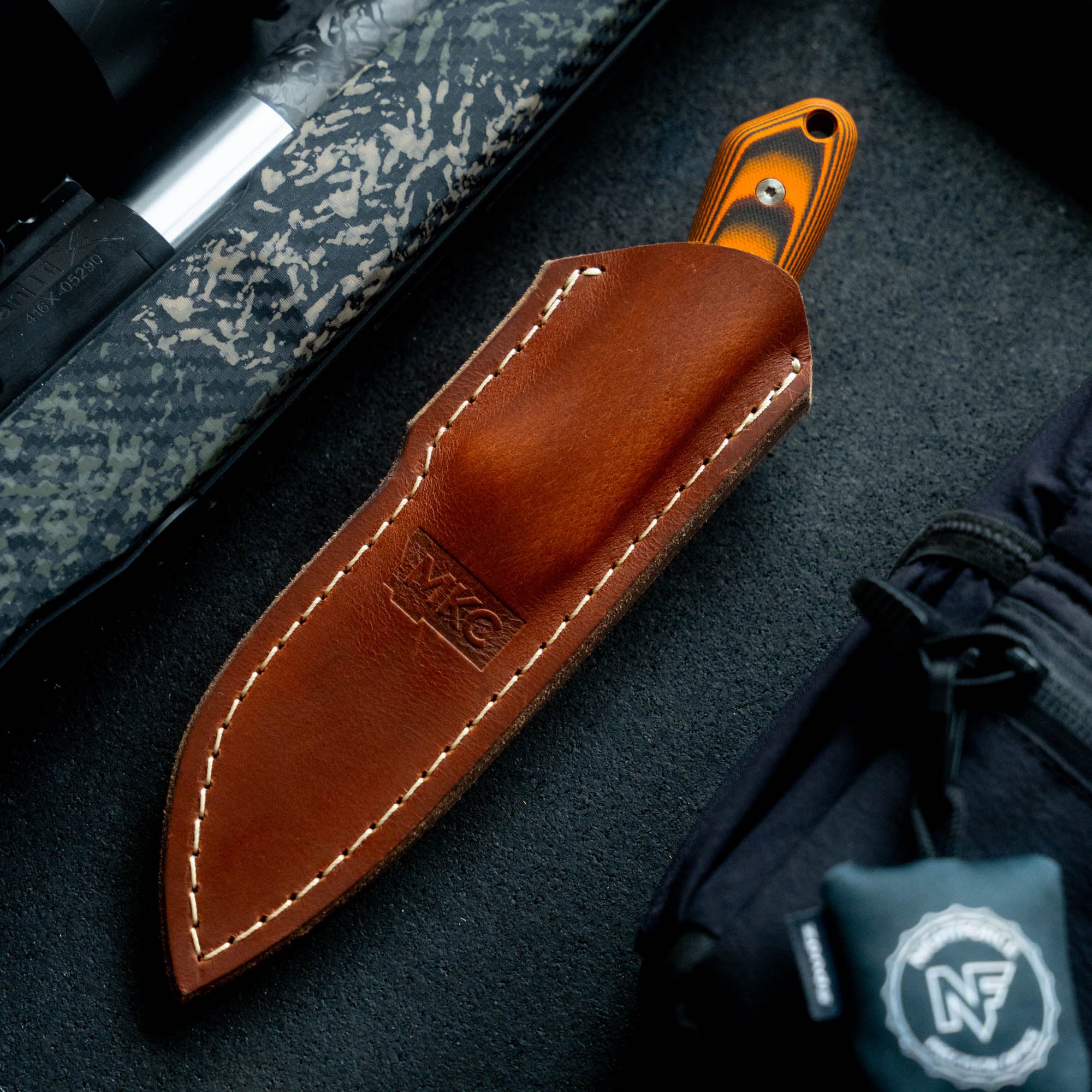 MULE DEER LEATHER SHEATH - VERTICAL BELT CARRY