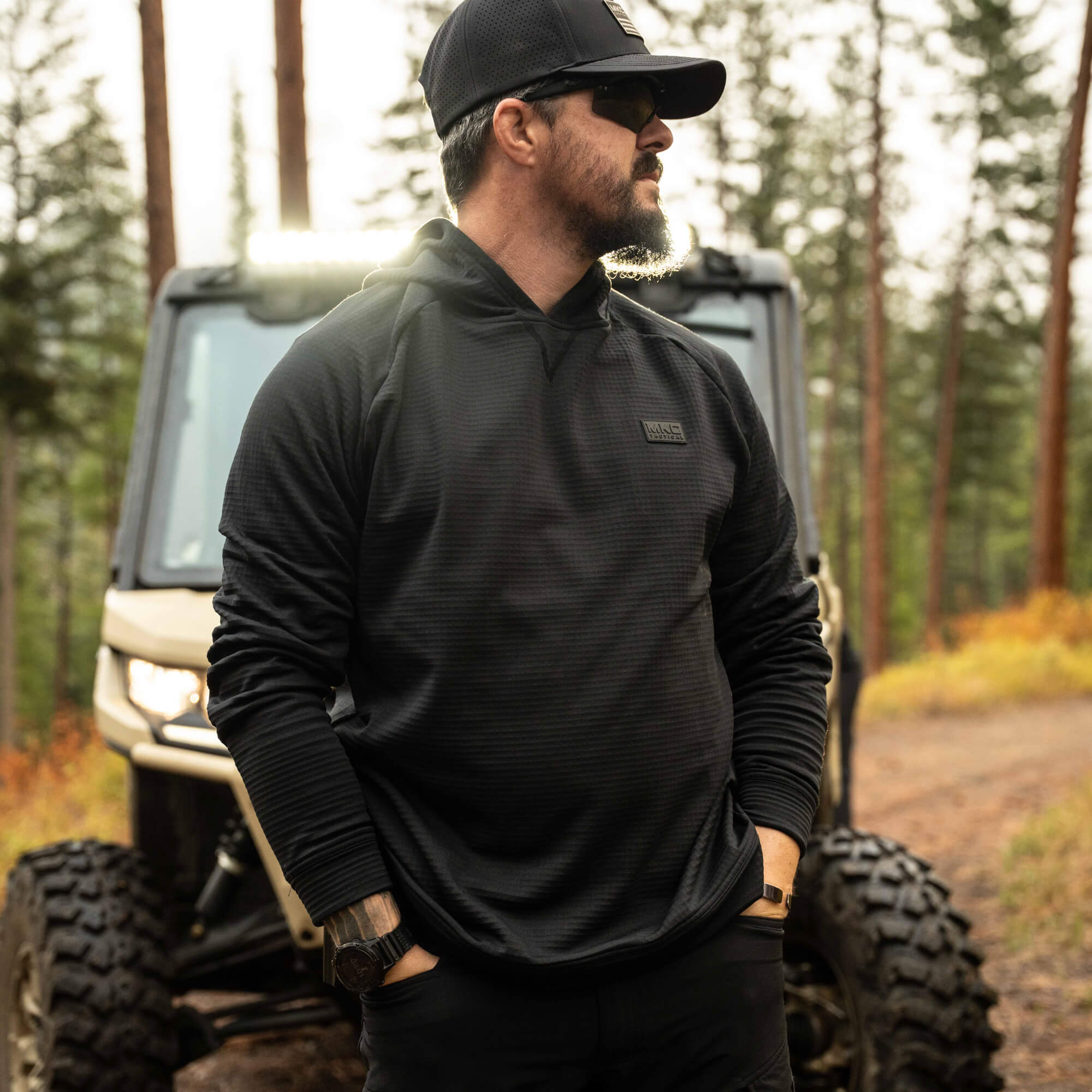 MKC WAFFLE KNIT PERFORMANCE HOODIE - SHADOW